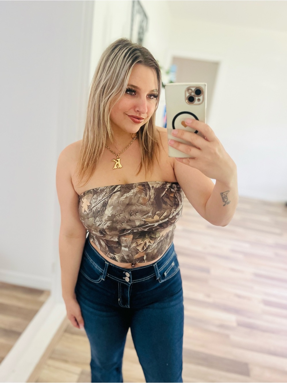 Strapless Camo Tube Top